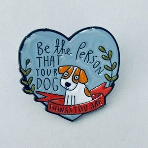 Heart-Shaped Dog Lover Enamel Pin - Blue and Red, NWT